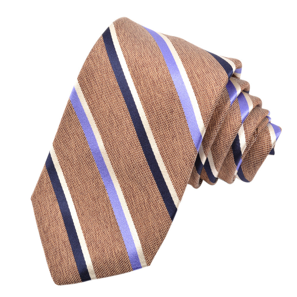 Woven Jacquard Italian Silk Tie — Tan