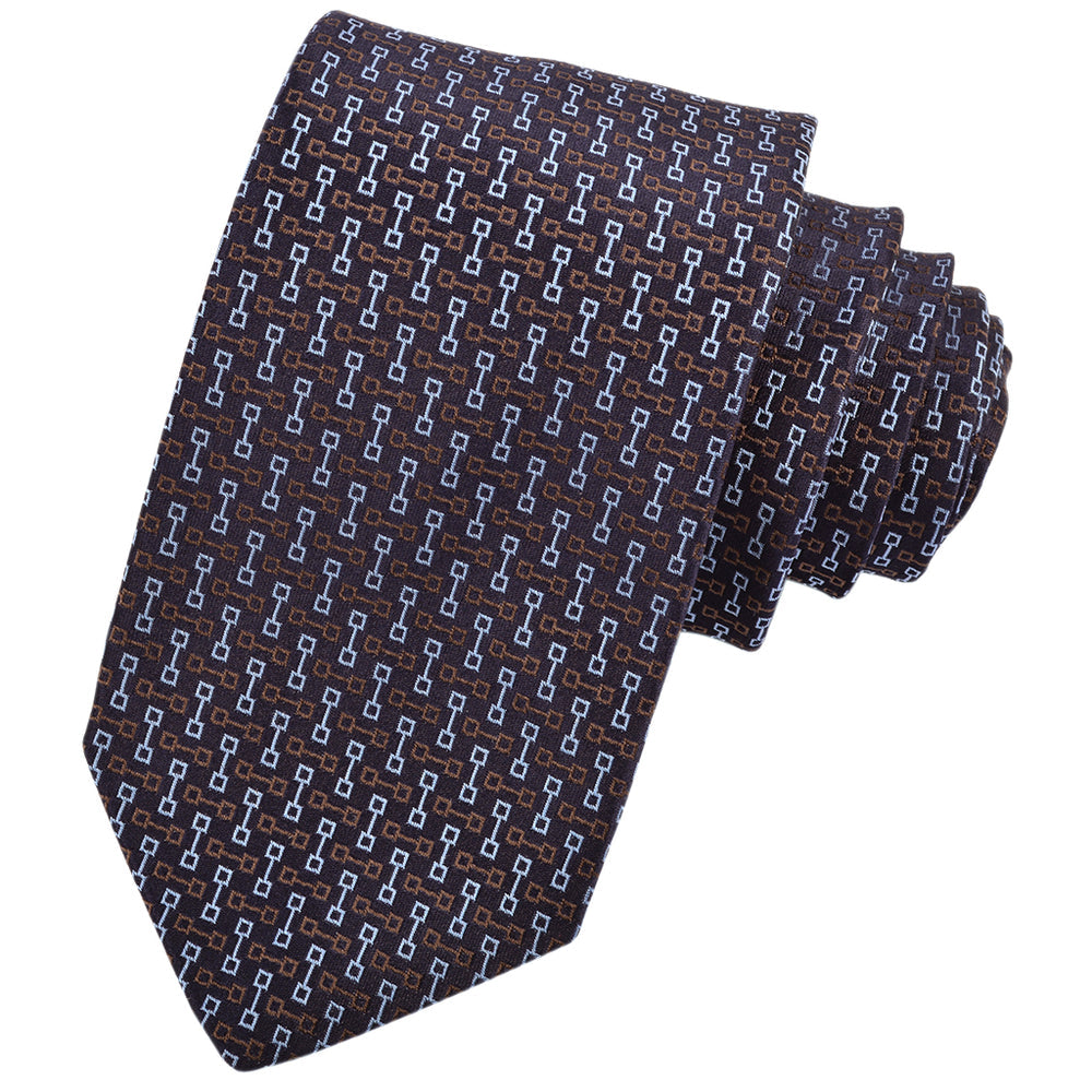 Coupled Squares Woven Italian Silk Tie — Mocha