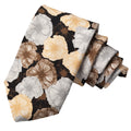 Silhouetted Petunia Printed Italian Silk Tie — Truffle