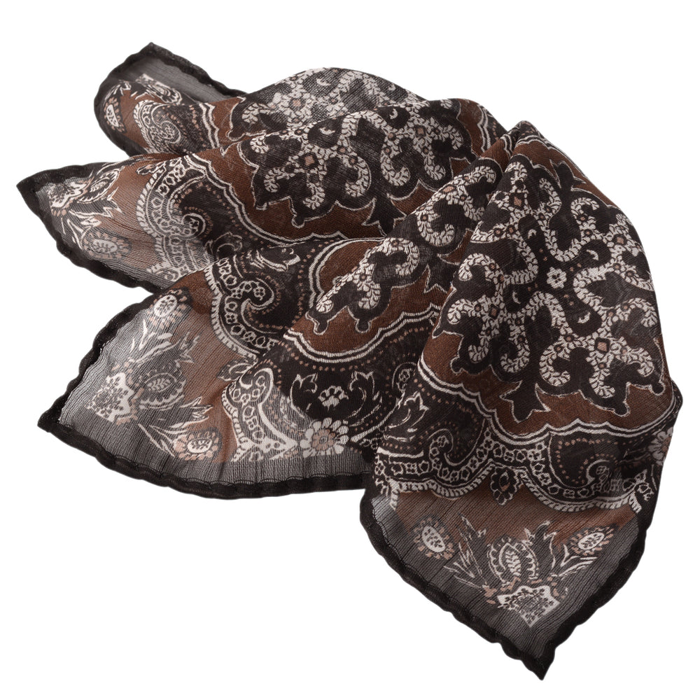 Mocha & Cocoa Ornate Medallion Silk-Wool Pocket Square