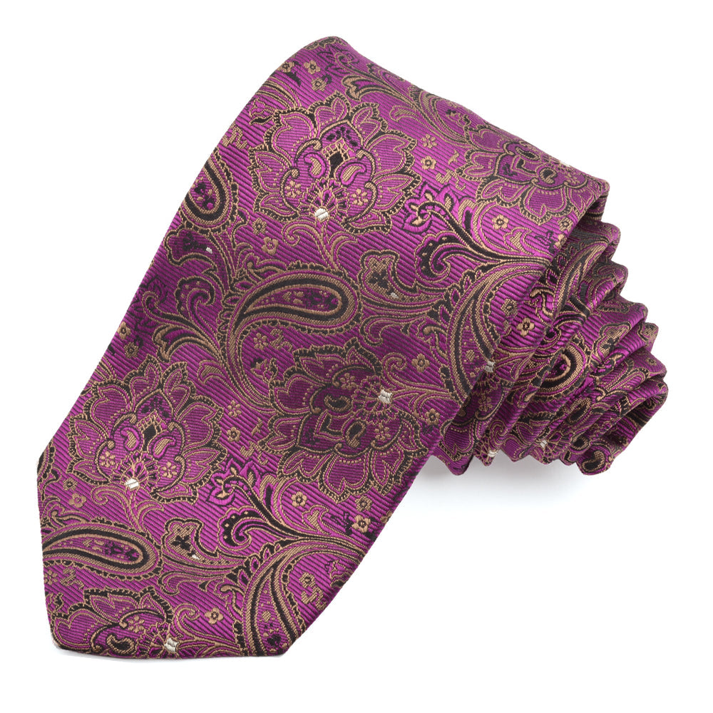 Purple Floral Paisley Woven Italian Silk Tie