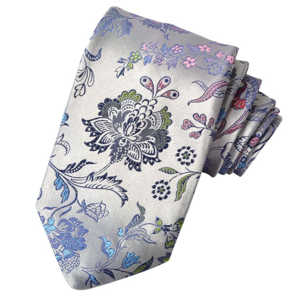 Abstract Medley Woven Italian Silk Tie — Denim