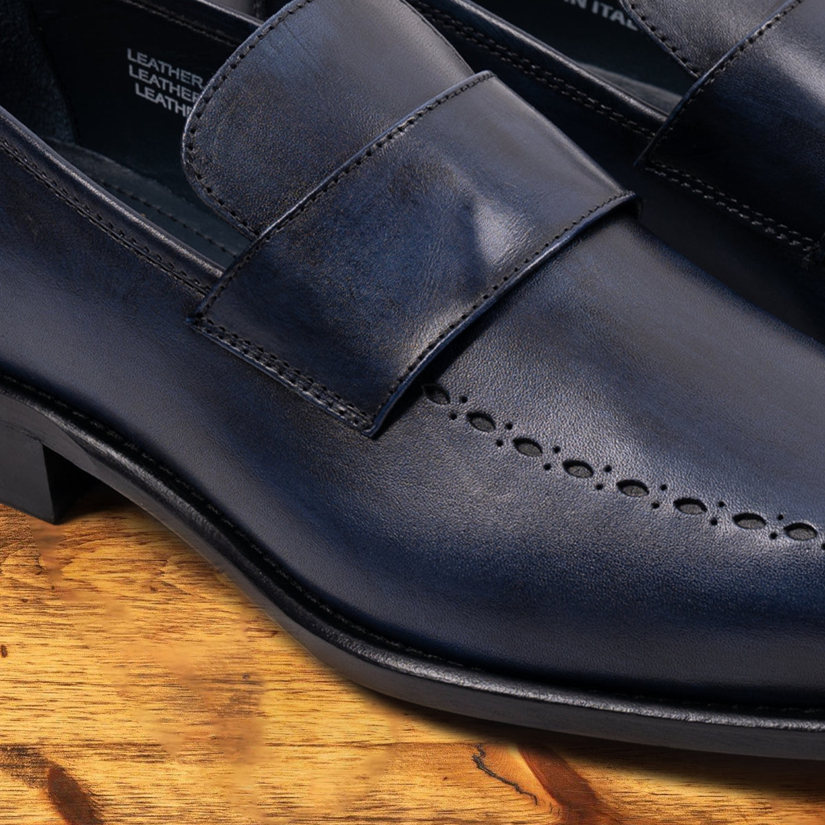 Calzoleria Toscana Blue Perforated Leather Loafer