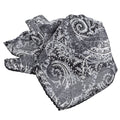 Black Tonal Paisley Geo Silk-Wool Pocket Square