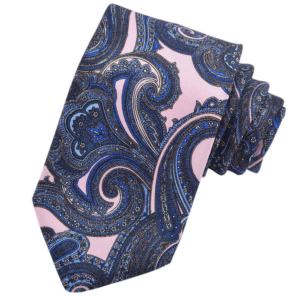 Bold Print Italian Silk Tie — Dusty Pink