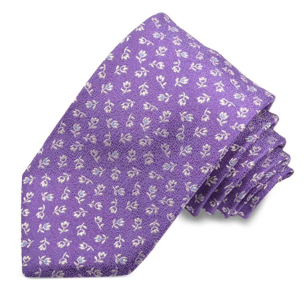 Lilac Cascading Tulip Woven Italian Silk Tie