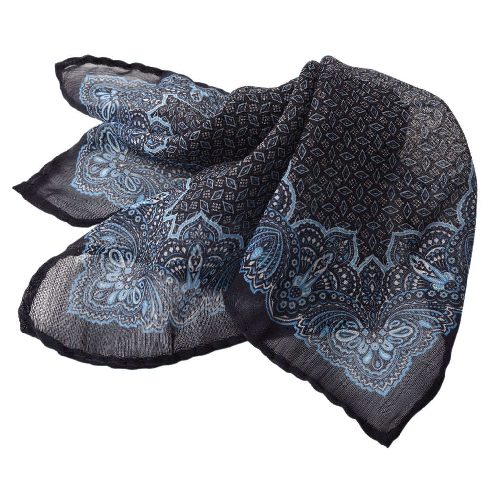 Navy & Sky Micro Neat Silk-Wool Pocket Square