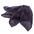 Purple Tonal Paisley Geo Silk-Wool Pocket Square