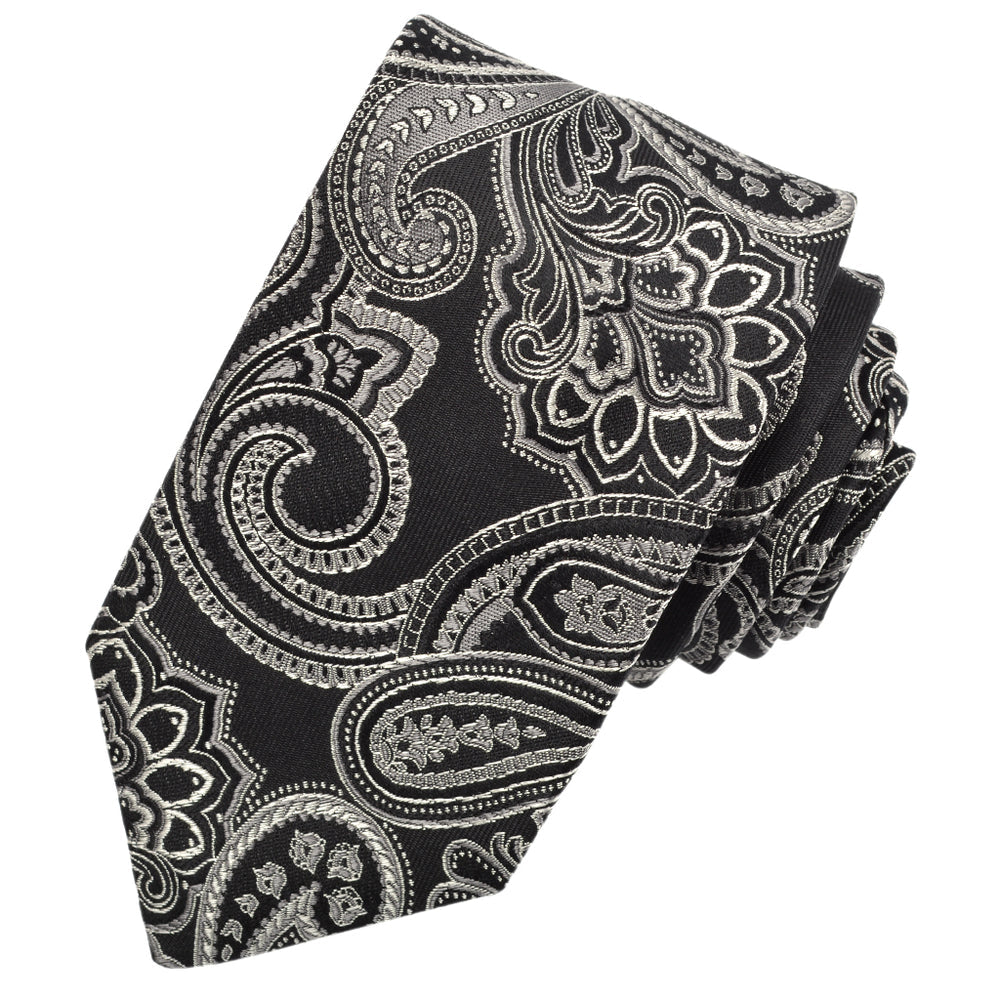 Onyx Traditional Paisley Woven Italian Silk Tie
