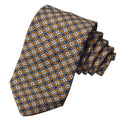 Mocha Geometric Floral Medallion Printed Italian Silk Tie