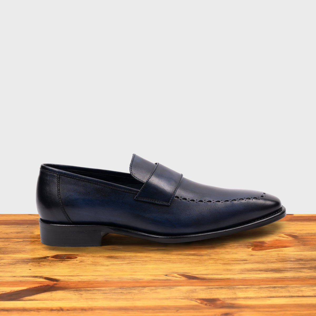 Calzoleria Toscana Blue Perforated Leather Loafer
