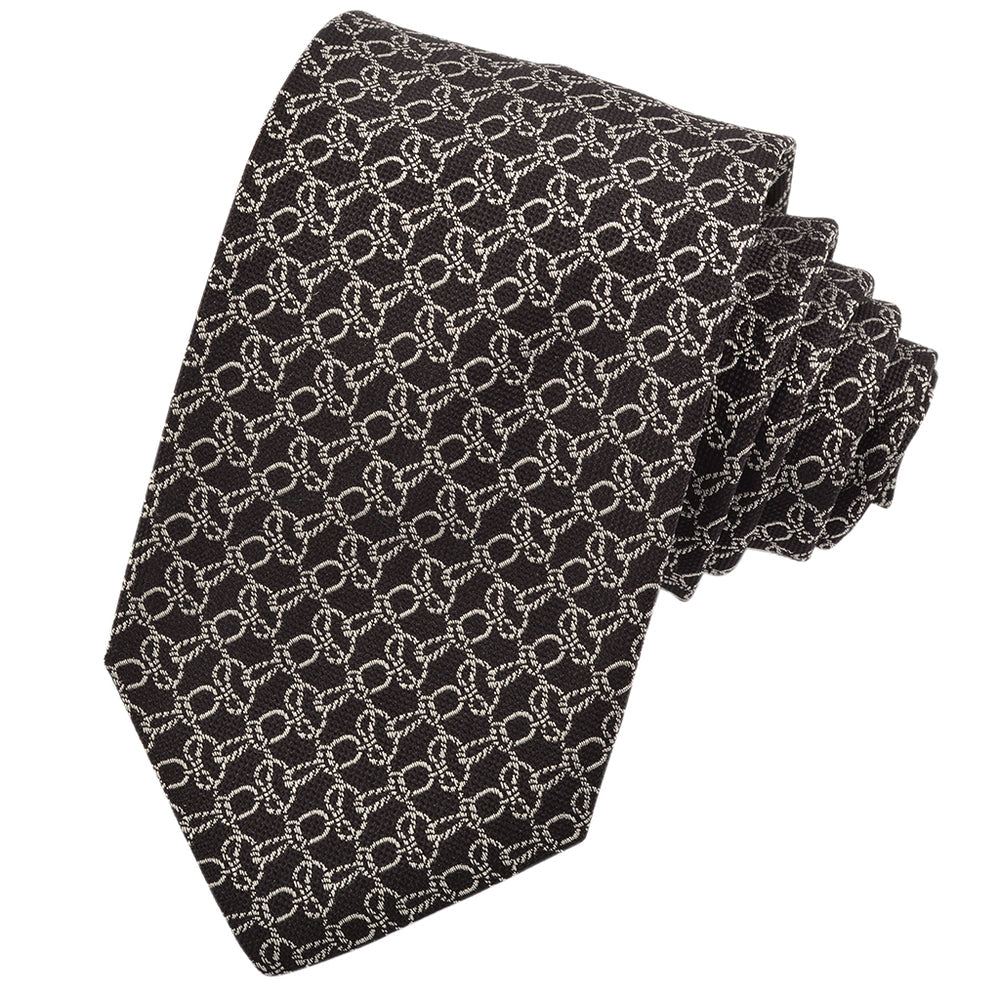 Rope Links Woven Italian Silk Tie — Black