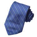 Diagonal Faille Stripe Woven Italian Silk Tie — Bluette
