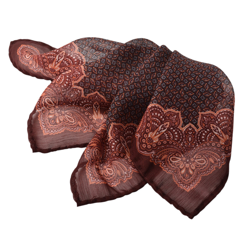 Burgundy & Blue Micro Neat Silk-Wool Pocket Square