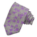 Distressed Medallion Woven Italian Silk Tie — Purple