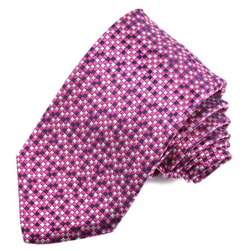 Berry Micro Mosaic Woven Italian Silk Tie