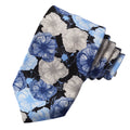 Silhouetted Petunia Printed Italian Silk Tie — Sky Blue