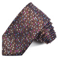 Brown Dot Micro-Stripe Woven Italian Silk Tie