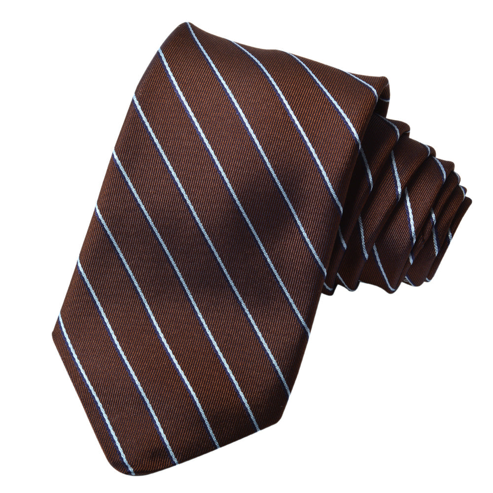 Diagonal Faille Stripe Woven Italian Silk Tie — Mocha